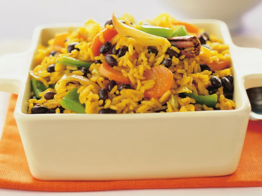 Black bean, rice and vegetable pilaf