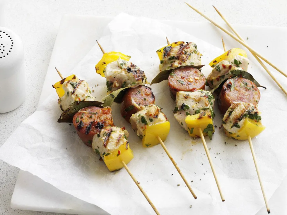 Lemon chilli chicken and chorizo skewers