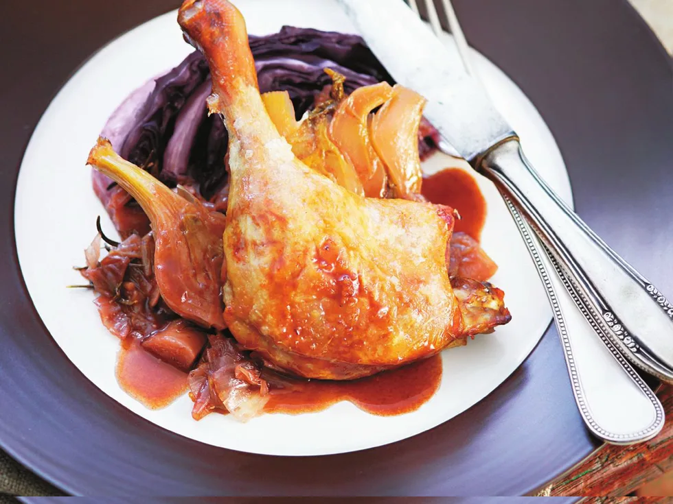SLOW-COOKED DUCK WITH CABBAGE AND FENNEL