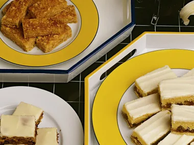 CHOCOLATE FRUIT SLICE WITH LEMON ICING
