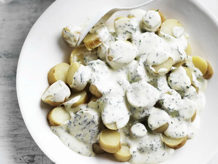 Potato salad with herbed cream