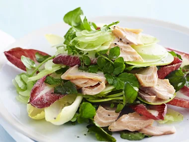 hot-smoked trout, apple and celery salad