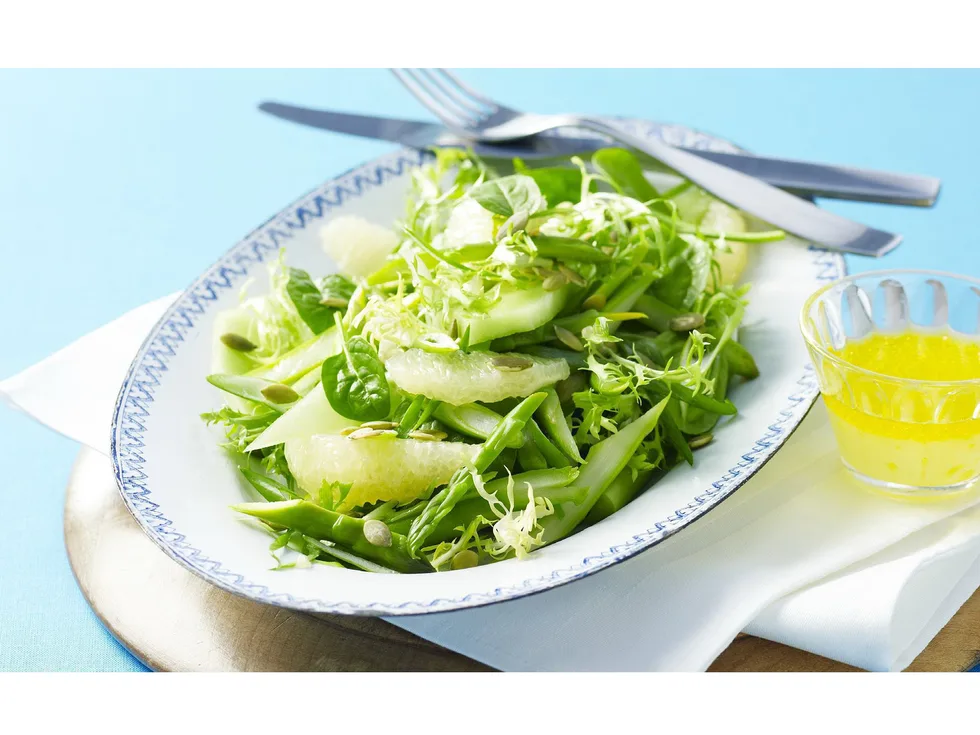 grapefruit, honeydew and baby endive salad