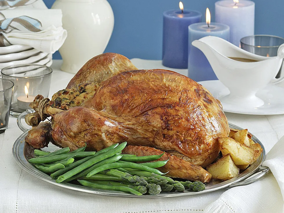 Slow-roasted seasoned turkey