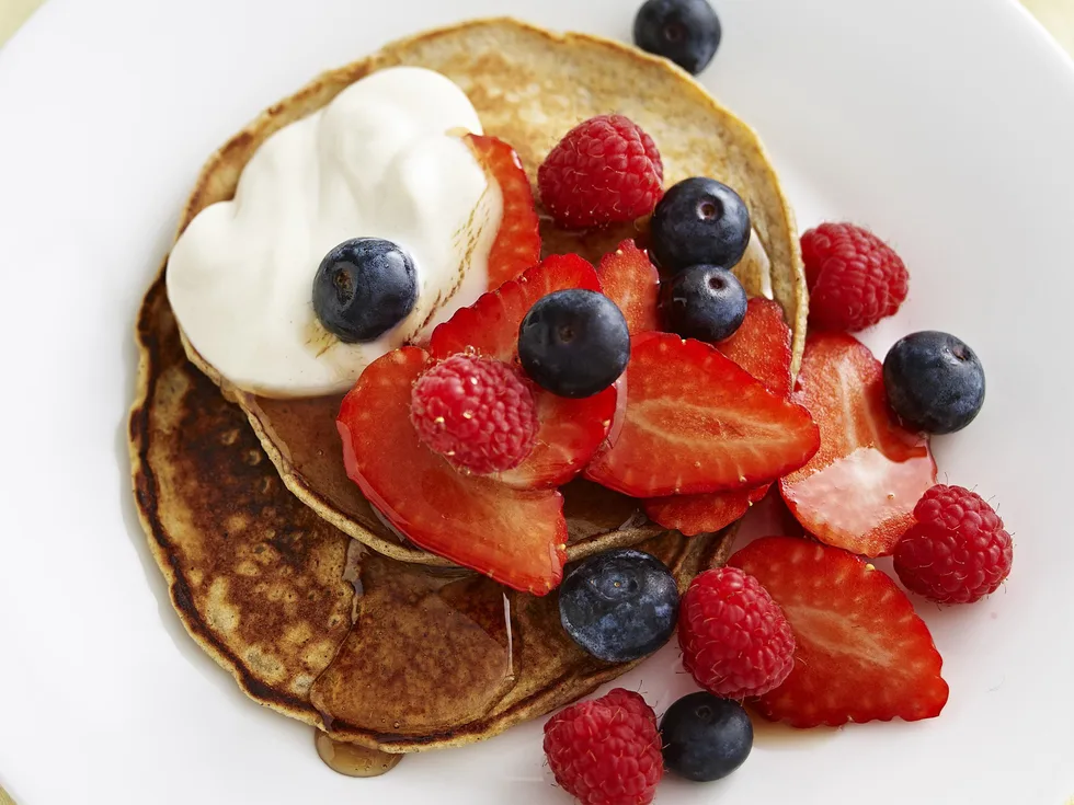 buckwheat pancakes  with mixed berries