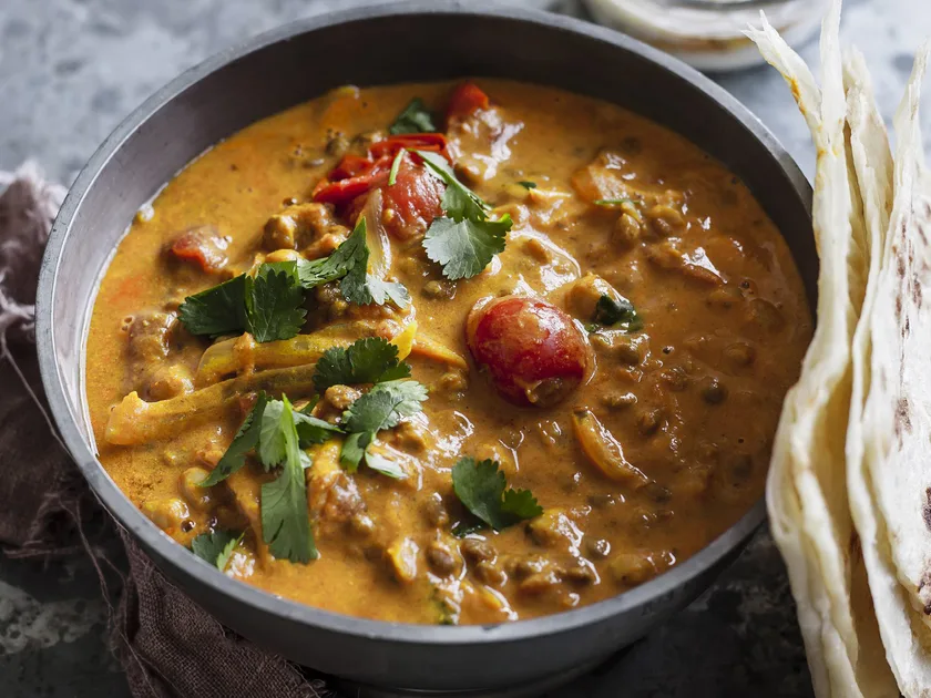 Dhal with chutney yoghurt
