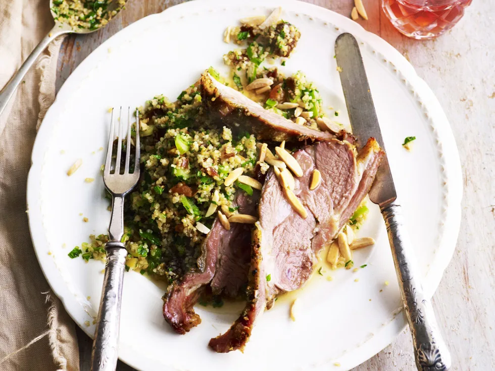 sweet and sour lamb with burghul salad