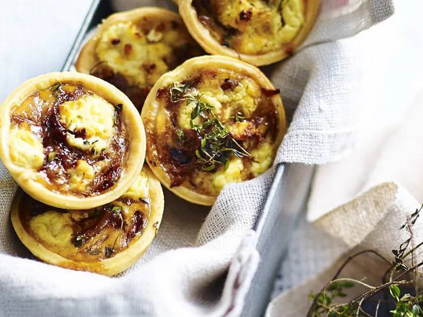 Caramelised onion & goat's cheese quiches