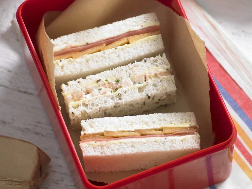 Prosciutto, melon and mustard ribbon sandwich