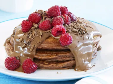 chocolatepancakes with chocolate custard