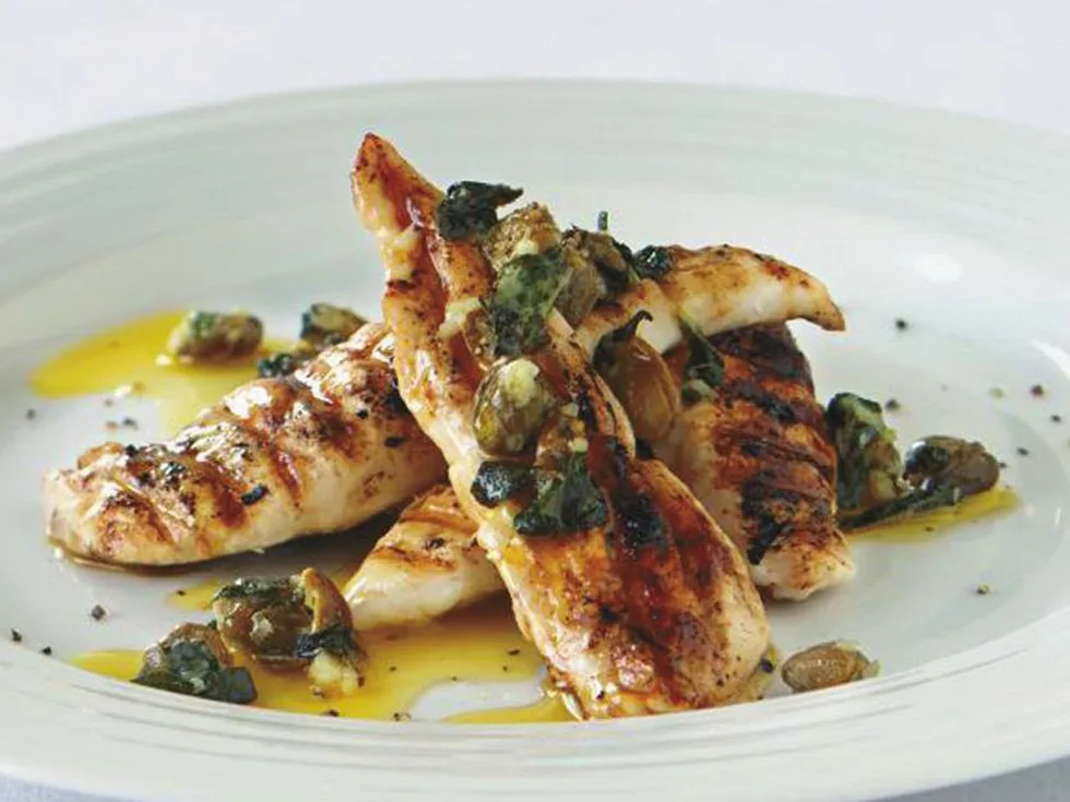 BARBECUED CHICKEN WITH GARLIC AND CAPER BUTTER