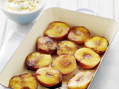 grilled nectarines with passionfruit yogurt