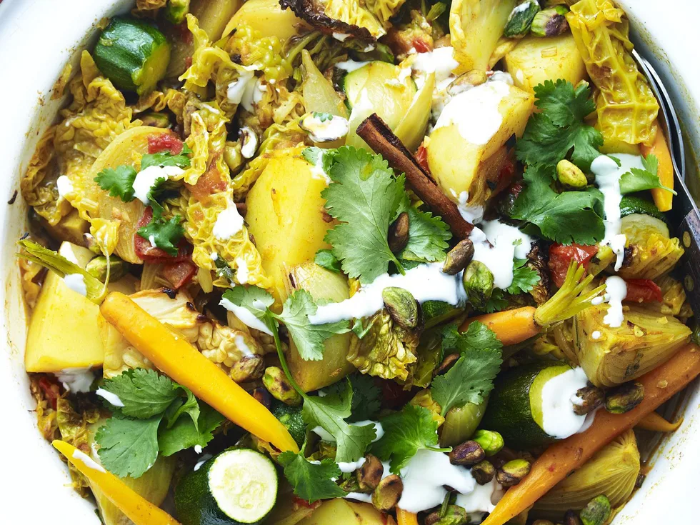 saffron vegetable tagine with preserved lemon