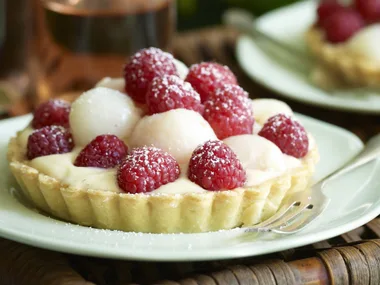 raspberry and lychee tarts