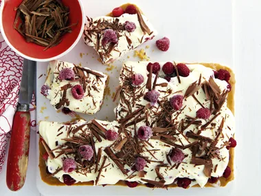 Raspberry and cream slice