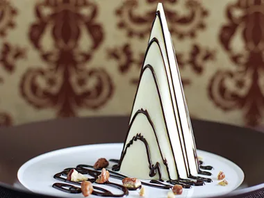 nougat semifreddo in white chocolate cones