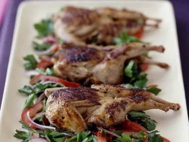 grilled quail with garlic sauce