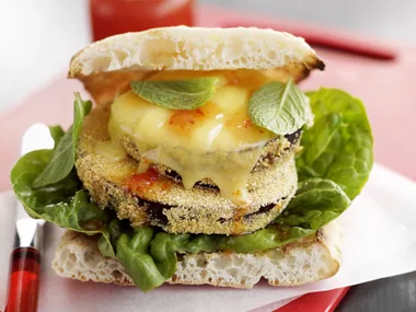 CHILLI AND MINT EGGPLANT BURGERS