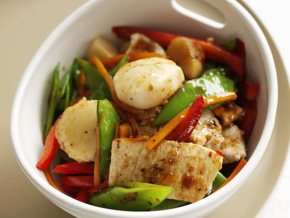 Fish and scallop stir-fry