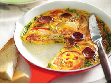 spanish omelette with tomato and chorizo