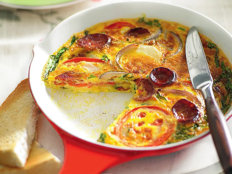 spanish omelette with tomato and chorizo