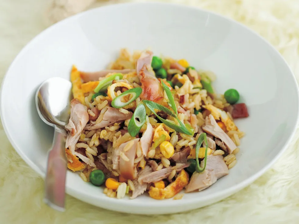 honey and soy drumsticks with easy fried rice