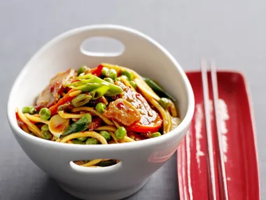 Barbecued pork with hokkien noodles