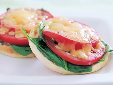 tomato, spinach and cheese melts