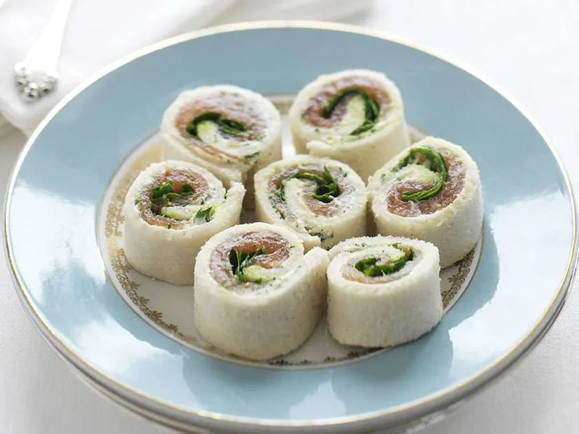 Salmon and herbed cream cheese sandwiches