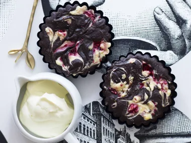 chocolate and raspberry tarts