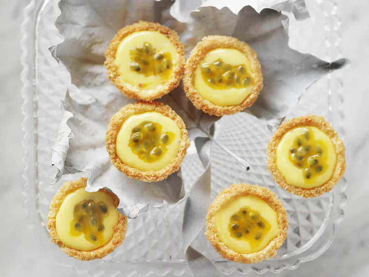 PASSIONFRUIT CURD and Coconut Tarts