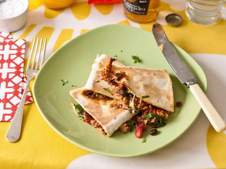 Pork & black bean quesadillas