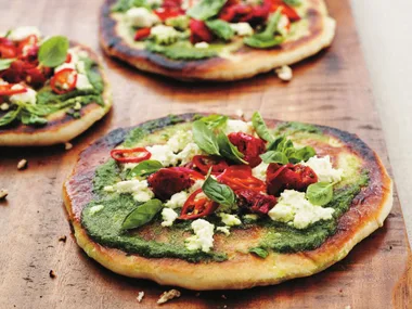 semi-dried tomato, basil pesto and ricotta pizzetta