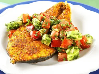 MOROCCAN SALMON WITHVOCADO SALSA