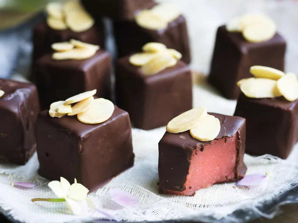 chocolate and rosewater   turkish delight bites