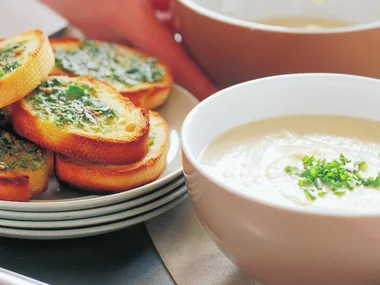 Roasted parsnip and garlic soup