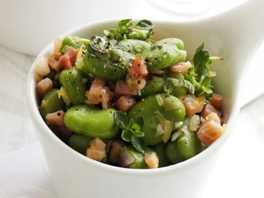 broad beans and thyme