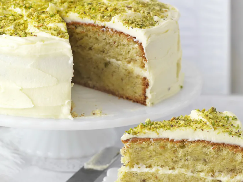 Pistachio and rosewater layer cake
