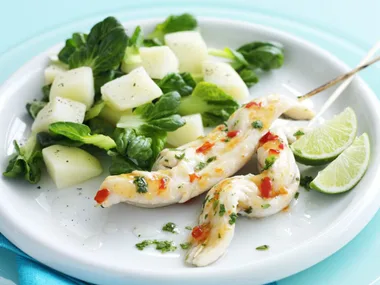 sweet chilli and lime fish with tatsoi salad