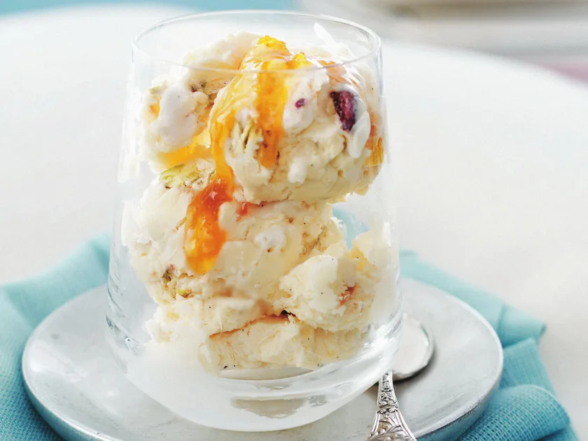 Nougat semifreddo with orange honey syrup