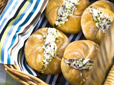chicken, almond and tarragon mini rolls
