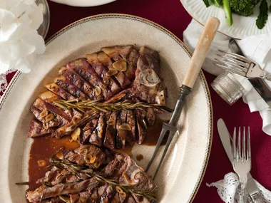 Grilled T-bone steak with balsamic glaze