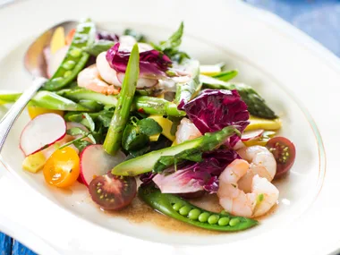 Prawn, pecan, mango and watercress salad