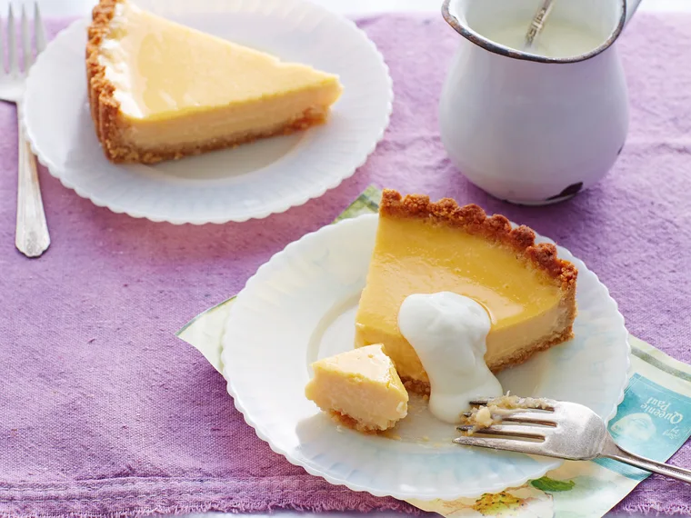 Baked lemon and coconut tart