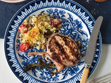 Couscous salad with pork cutlets