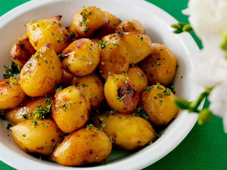 Candied kumara with orange gremolada