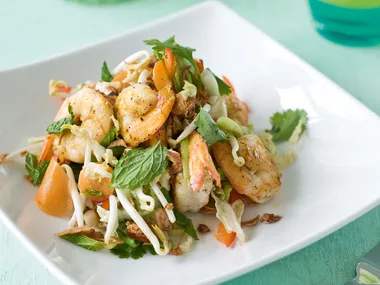 Prawns with crisp salad and sesame dressing