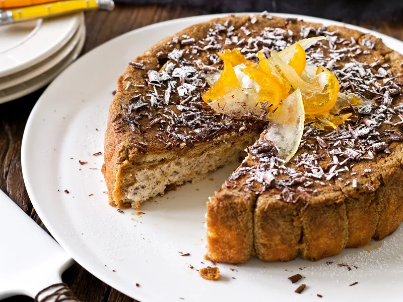 Ricotta and coffee cassata with glacé fruits
