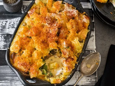 Russian–style potato and fish casserole