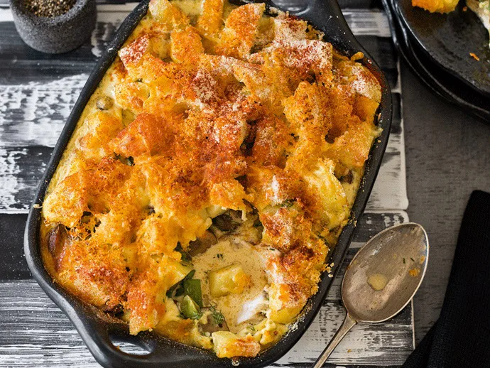 Russian–style potato and fish casserole